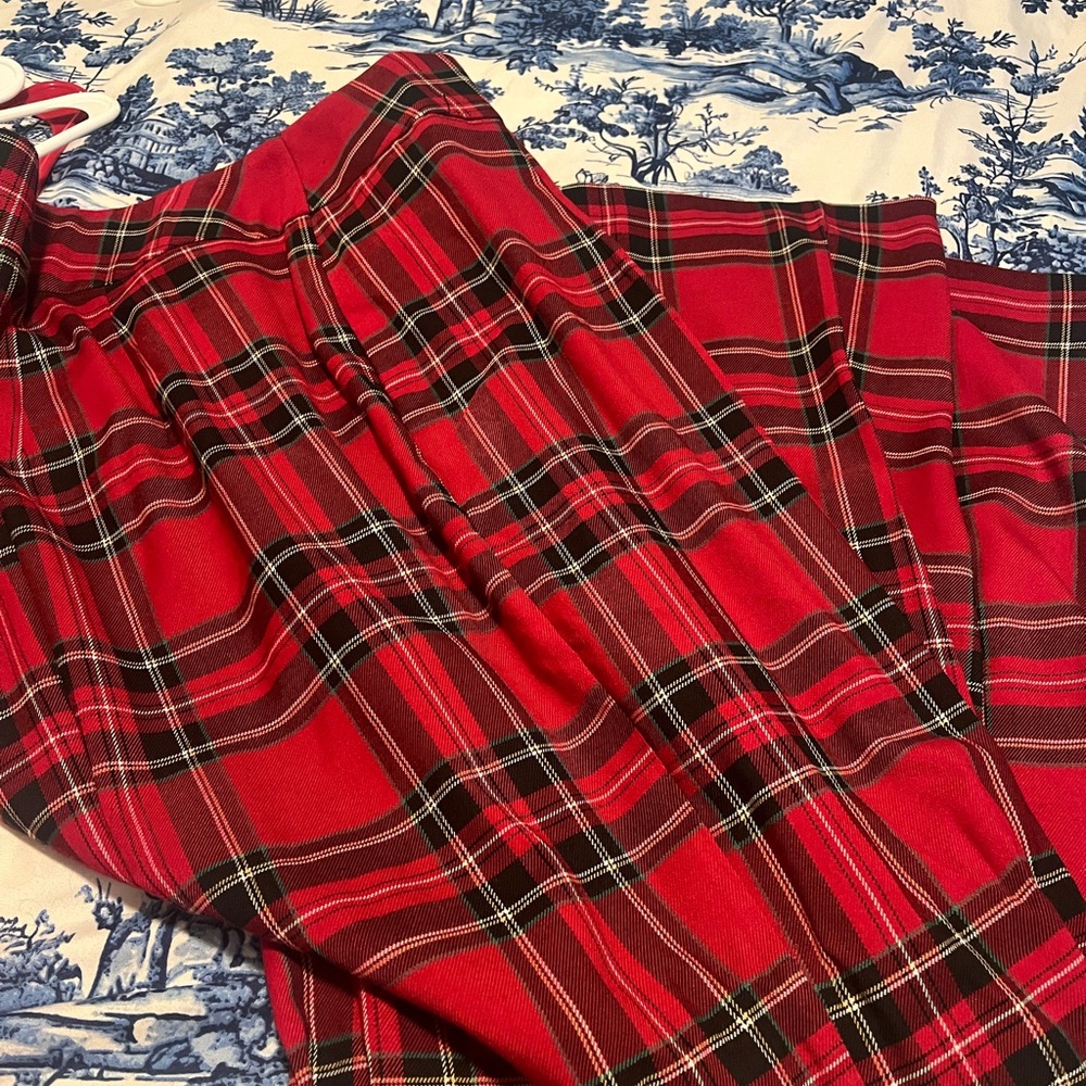 Red Plaid wide leg pants